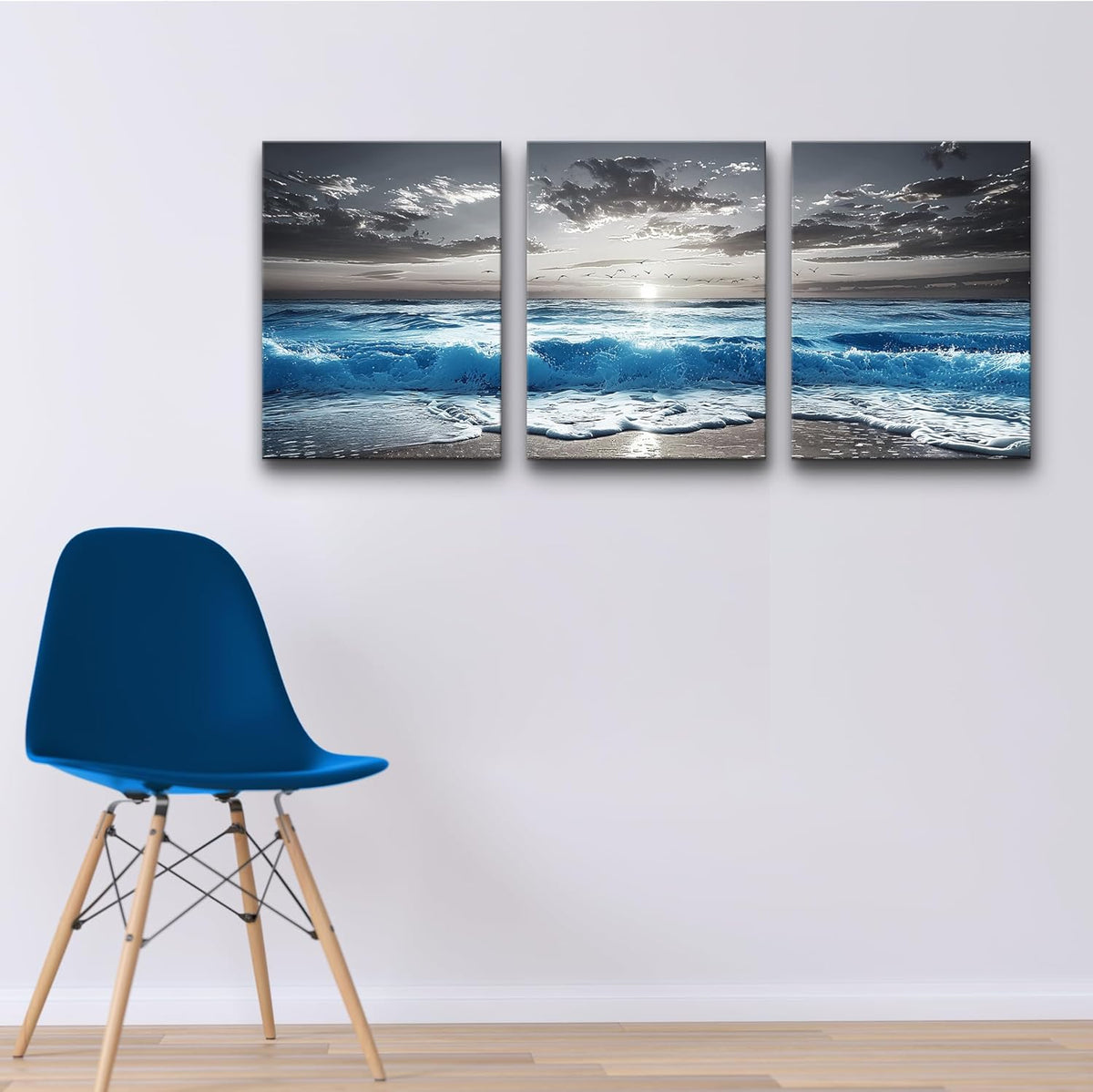 TTHYUEWS Beach Wall Art For Living Room Canvas Wall Decor For Bedroom Office Decorations Blue Sea