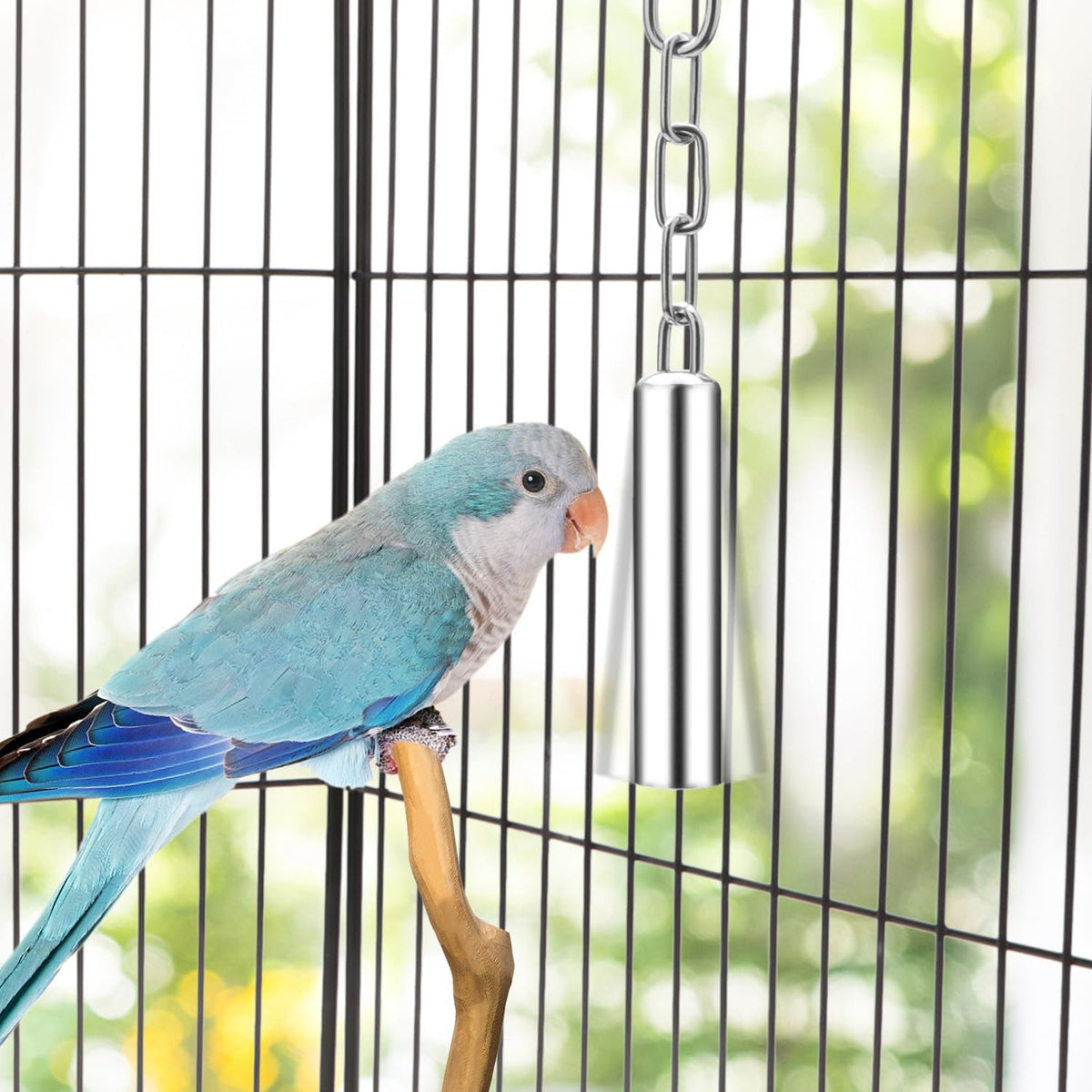 Stainless Steel Bell Toy Bird Cage Hanging Bite Toy for Parrot Parakeet Budgie Cockatiel Conure
