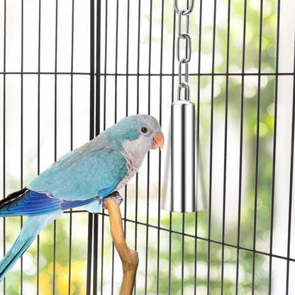 Stainless Steel Bell Toy Bird Cage Hanging Bite Toy for Parrot Parakeet Budgie Cockatiel Conure