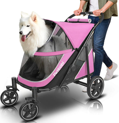 Petbobi Dog Stroller for Medium Dogs - Easy Fold Dual Entry Pet Stroller with One-Foot Brake, All