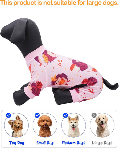 PET SHOW 4 Pack Fall Small Dog Pajamas Thanksgiving Clothes for Medium Dogs Girl Boy Soft Stretchy