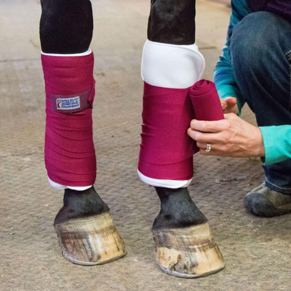 Dura-Tech Standing Wraps for Horses | Color Burgundy | Optimal Comfort & Support | Ideal for