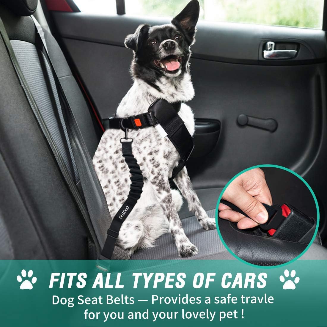 COOYOO Dog Seat Belt,Retractable Dog Car Harness Seat Belt for Car Adjustable Nylon Pet Safety Seat