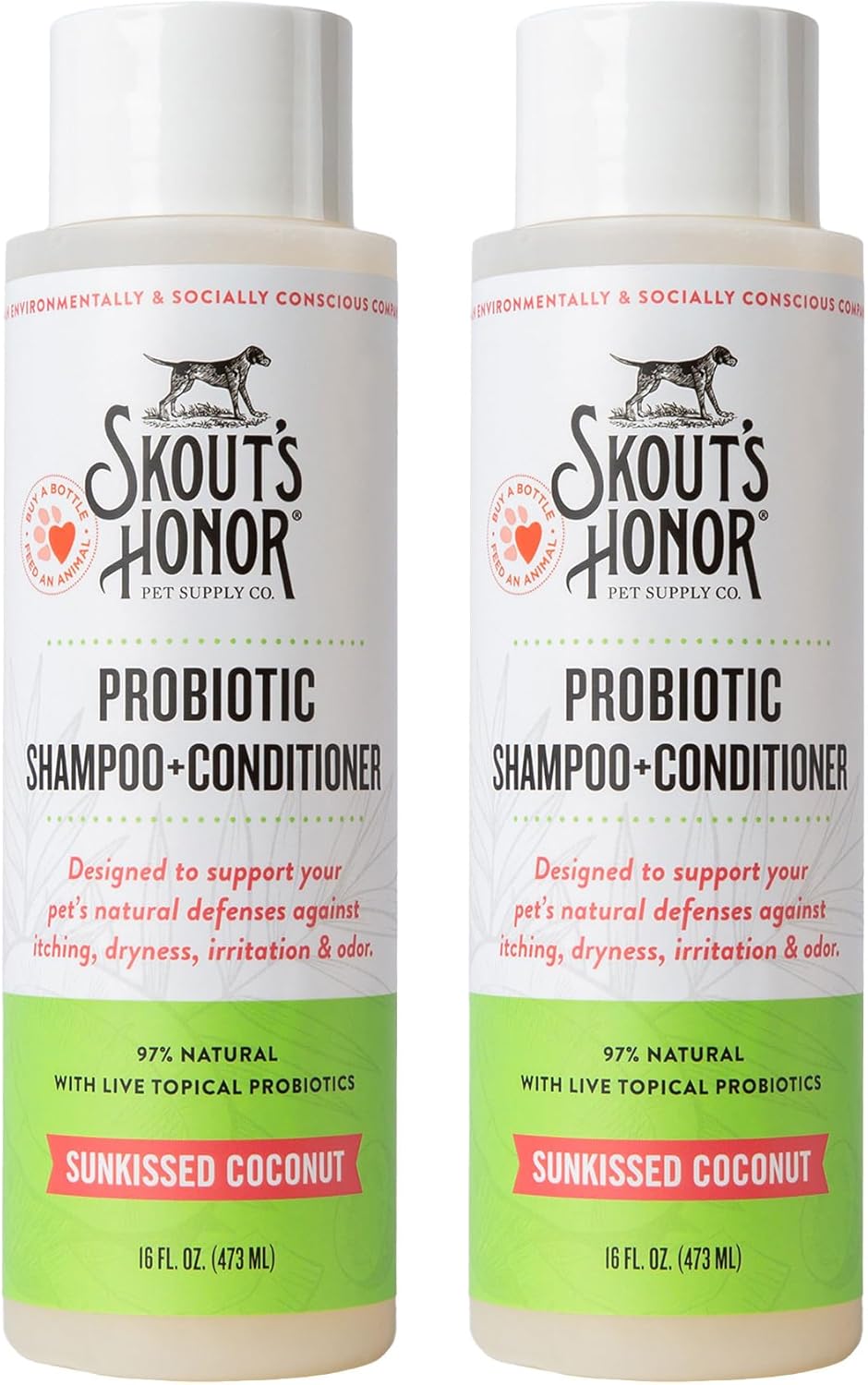 Skout's Honor Probiotic Dog Shampoo & Conditioner with Avocado Oil & Omega-3s, 97% Natural, Paraben