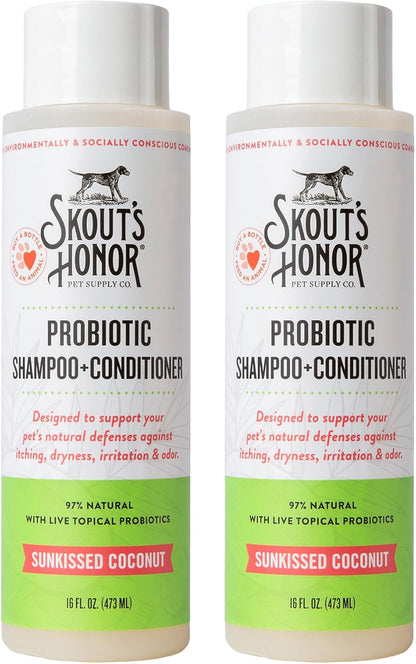 Skout's Honor Probiotic Dog Shampoo & Conditioner with Avocado Oil & Omega-3s, 97% Natural, Paraben