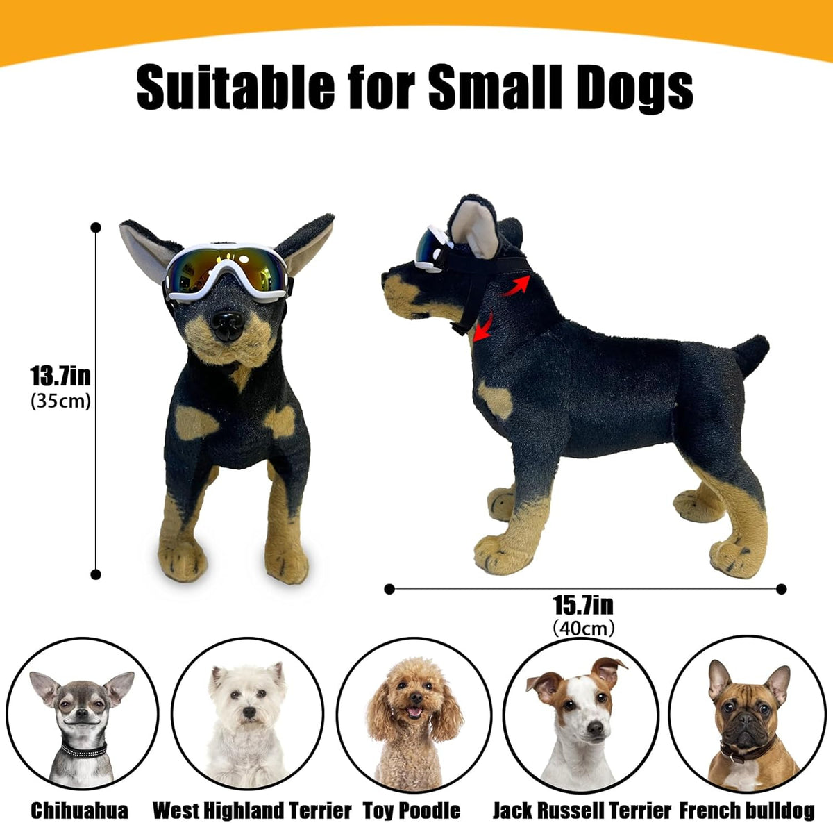 Dog Goggles Small Breed Dog Sunglasses with Adjustable for UV Protection Eyewear Doggy Doggie Puppy