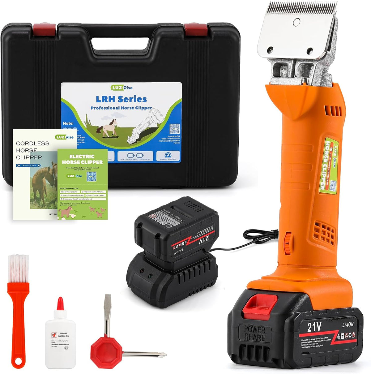 Horse Clippers Cordless, Heavy Duty Horse Grooming Kit, 6-Speed Professional Livestock Clippers