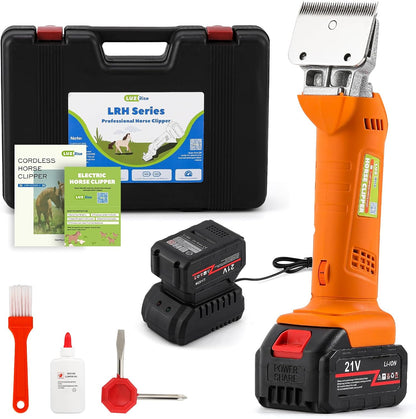 Horse Clippers Cordless, Heavy Duty Horse Grooming Kit, 6-Speed Professional Livestock Clippers