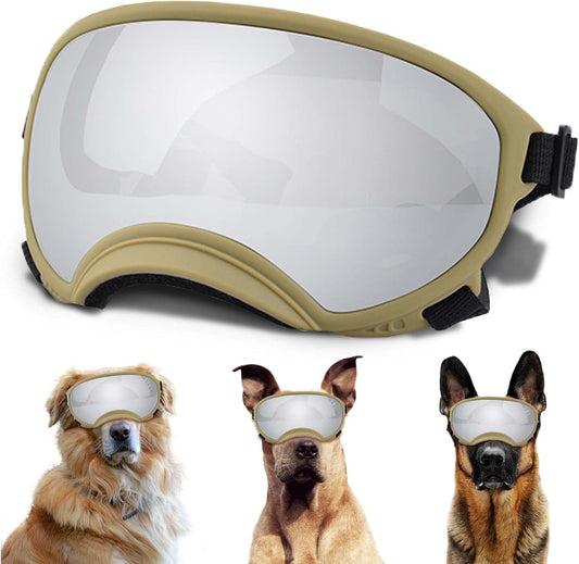 Winproof Large Dog Sunglasses with Adjustable Strap, UV Protection, Soft Goggles for Medium-Large