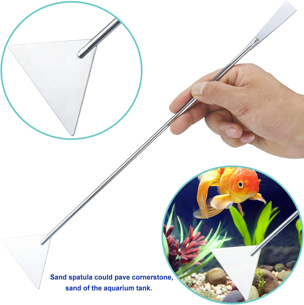 Aquarium Aquascape Tools Kit, Long 15 Inch Stainless Steel Aquatic Plants Tools, 4 in 1 Anti-Rust