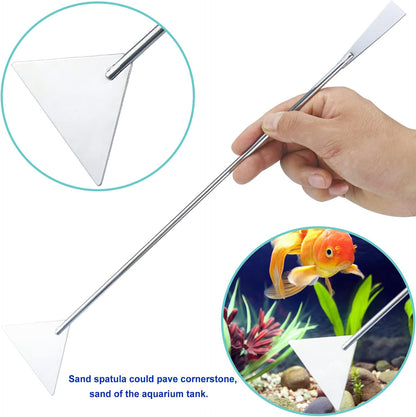 Aquarium Aquascape Tools Kit, Long 15 Inch Stainless Steel Aquatic Plants Tools, 4 in 1 Anti-Rust