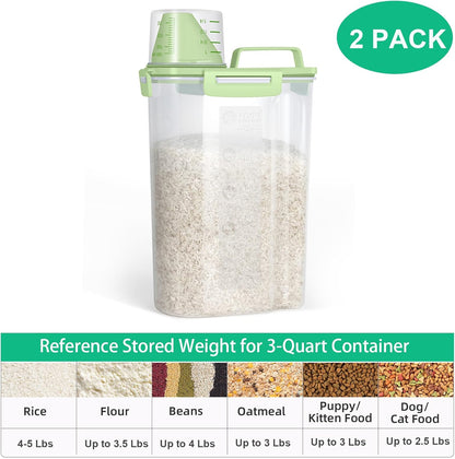 TBMax Rice Container Cereal Storage Container 2 Pack 5 Lbs, Plastic Kitchen Pantry Food Storage