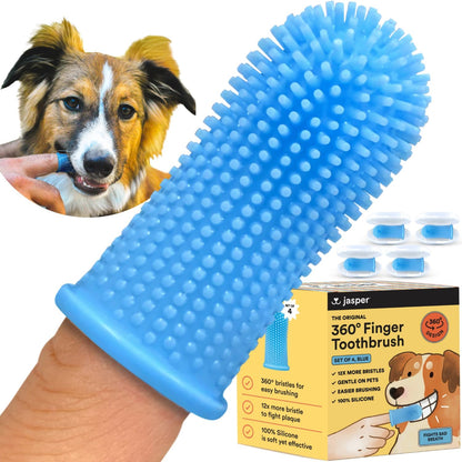 Jasper Dog Toothbrush, 360º Dog Tooth Brushing Kit, Cat Toothbrush, Dog Teeth Cleaning, Dog Finger