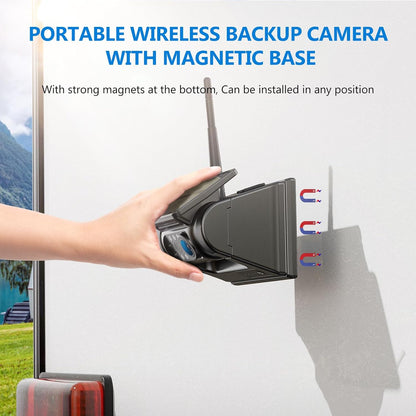 2 Magnetic Solar Wireless Backup Camera HD1080P 3 Mins DIY Installation DVR 7" IPS Monitor
