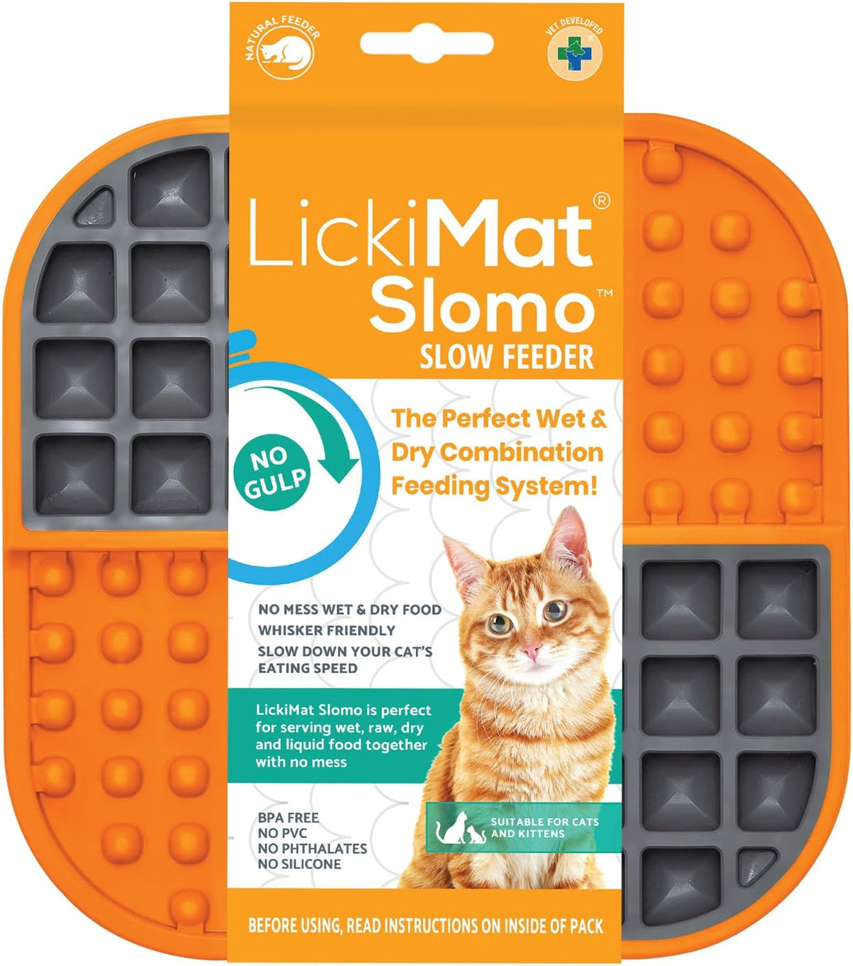 LickiMat Slomo, Cat Slow Feeder Lick Mat, Boredom Anxiety Reducer; Perfect for Food, Treats