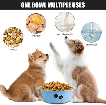 Stainless Steel Dog Bowls, Nonslip Rubber Bottom No Spill Proof Skid Metal Insulated Dog Bowls for