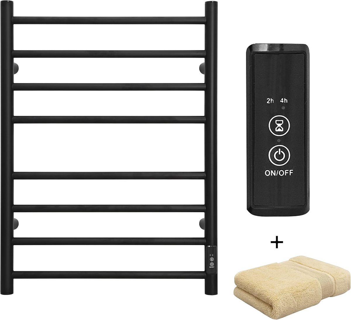 KEG Towel Warmer Wall Mounted with Built-in Timer 8 Bars Electric Stainless Steel Heated Towel