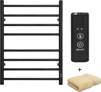 KEG Towel Warmer Wall Mounted with Built-in Timer 8 Bars Electric Stainless Steel Heated Towel
