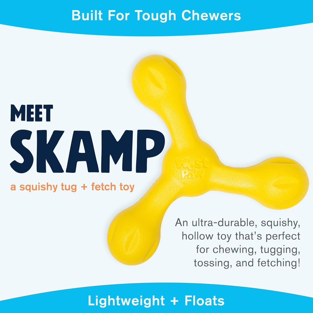 WEST PAW Zogoflex Air Skamp Tug-of-War Stick Dog Chew Toy – Hollow, Squishy Interactive Toy for