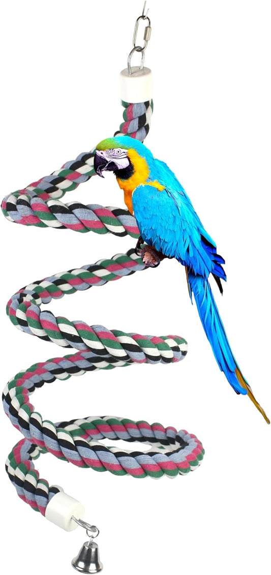 65 inch Length Colorful Cotton Bendable Rope Perch Swing Bird Chew Toys Amazon Parrots Cage Toys