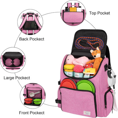 Modoker Dog Travel Bag Backpack, Airline Approved Pet Accessories Organizer for Dog and Cat with