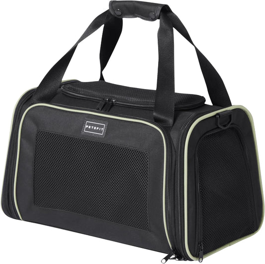 PETSFIT Pet Carrier Airline Approved with Extendable Mat, Dog Carriers for Small Dogs, TSA Approved