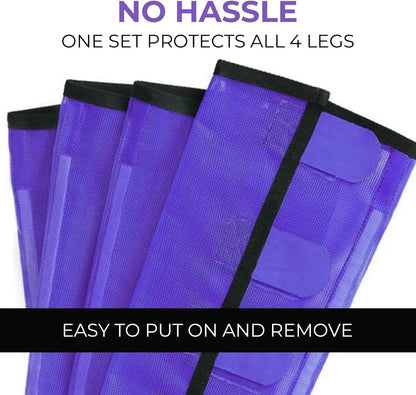 Mesh Horse Fly Boots Set of 4，Adjustable and Universal Loose Fitting & Non-Slip Horse Fly Leggings