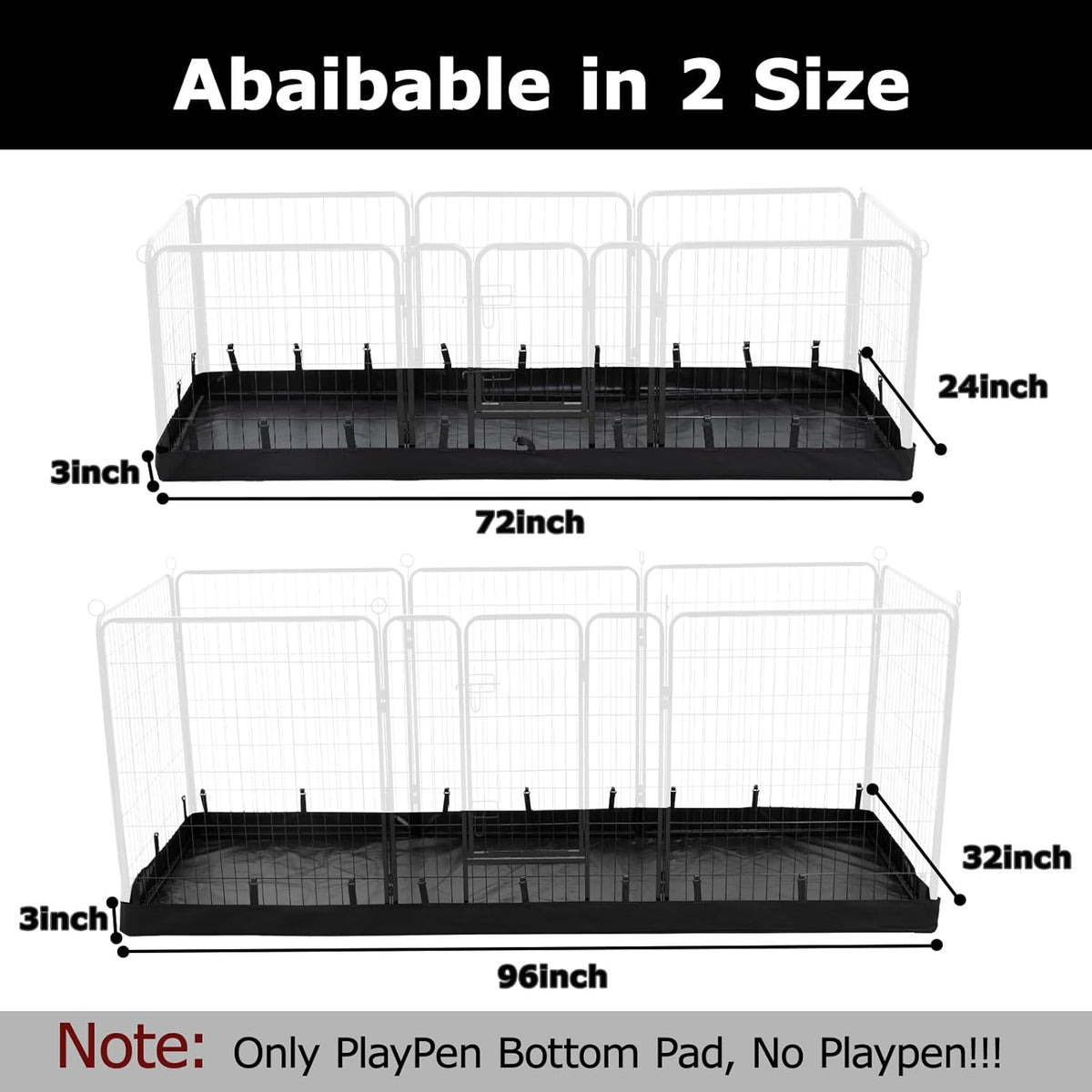 PJYuCien Rectangle Dog Playpen Bottom Pad - Fits 8 Panels 32"" Width Metal Dog Playpen -32""x96""