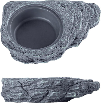 Wacool Magnetic Gecko Ledge - Single Bowl Reptile Feeding Tray with 3 Feeding Cups for Geckos