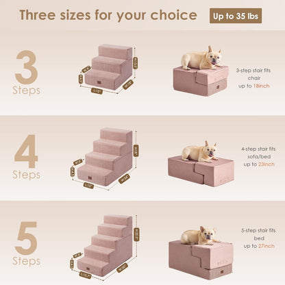 EHEYCIGA Dog Stairs for Bed 18" H, 4-Step Dog Steps for High Bed, Pet Steps for Small Dogs and