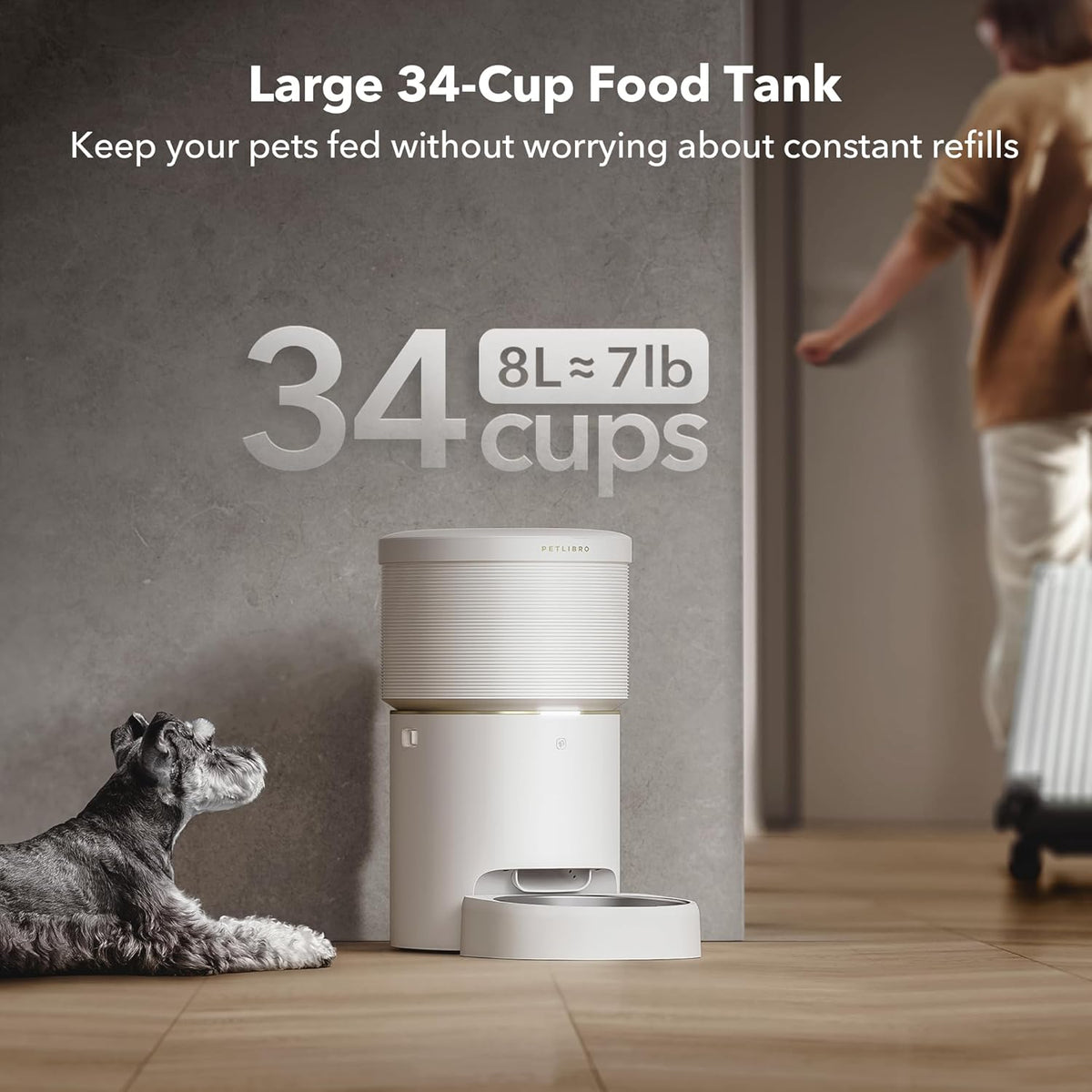 PETLIBRO Automatic Dog Feeder, 5G Wi-Fi 8L Large Dog Food Dispenser with Vacuum-Sealed Cat Feeder