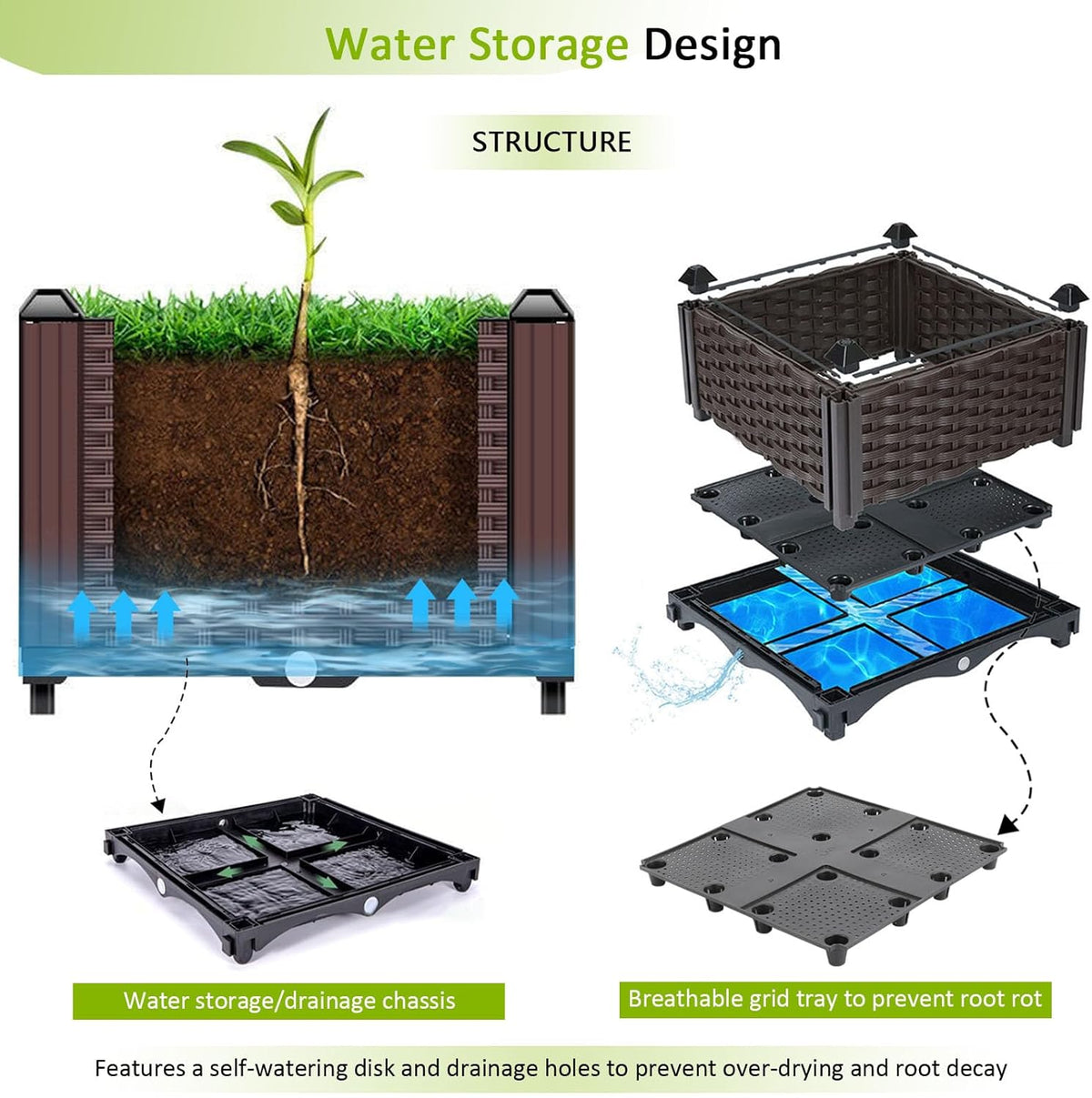 Raised Garden Bed with Legs Planters for Outdoor Plants pots Elevated Garden Boxes Garden Patio