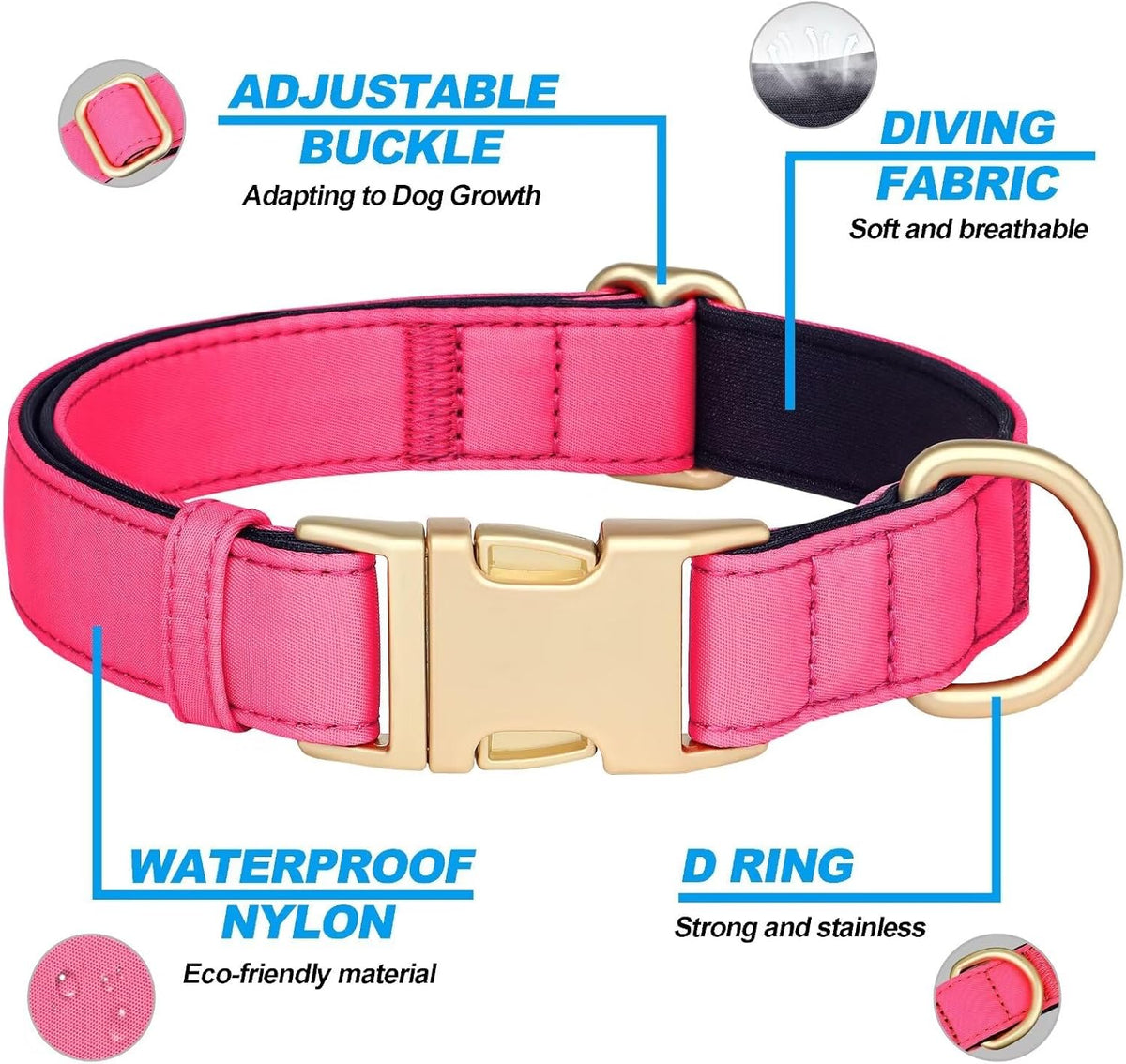 Didog Soft Padded Dog Collars for Small Dogs, Colorful and Durable Dog Collar with Quick Release