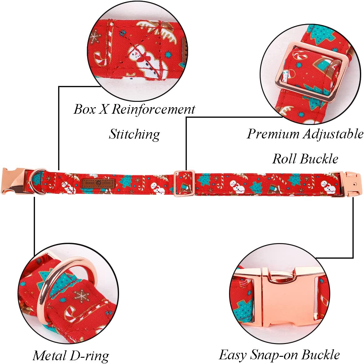 Lionet Paws Christmas Dog Collar with Bowtie, Dog Bowtie Collar with Metal Buckle for Dogs and