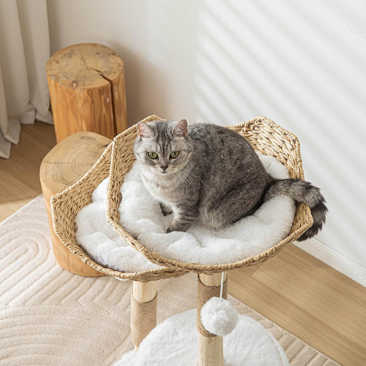 Cat Tree Tower, 46 inch Modern Cat Tree for Indoor Cats Large Adult, Luxury Cat Condo with