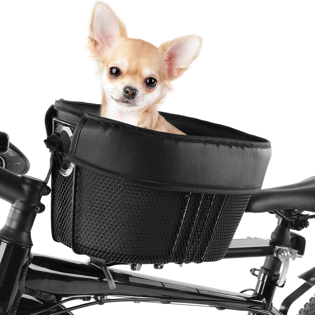 Dog Bike Basket Mountain Bike Shopping Basket Portable Cat and Dog Carrier for Bike Front Crossbar