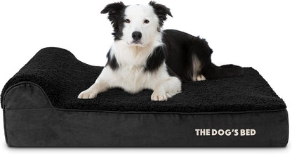 The Dog’s Bed Orthopedic Headrest Dog Bed Large Black Plush 40x25, Memory Foam, Pain Relief for