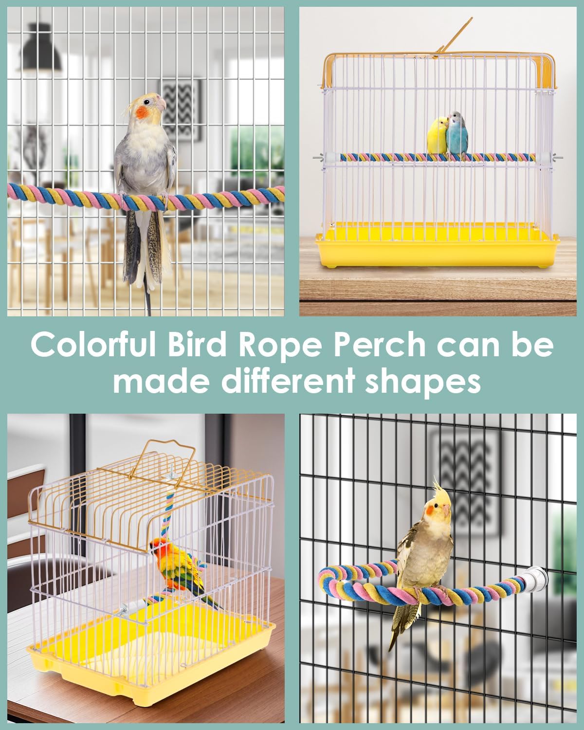 Bissap Conure Toys, 5 PCS Bird Foraging Shredder Hanging Swing Rope Perch Toys Sola Balls with Sand