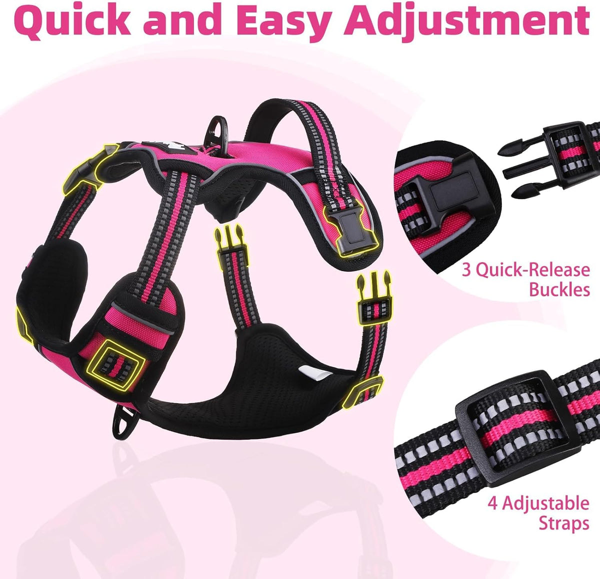 PUPTECK No Pull Dog Harness for Large, Adjustable Reflective Dog Harness with Handle Easy Control