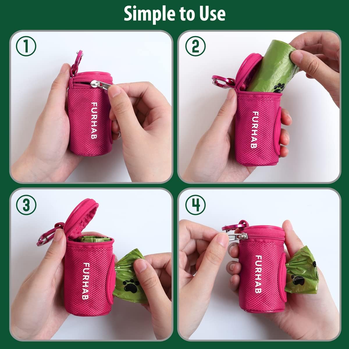 Dog Poop Bag Holder for Leash Doggie Waste Bag Dispenser Soft Fabric Puppy Potty Carrier Small