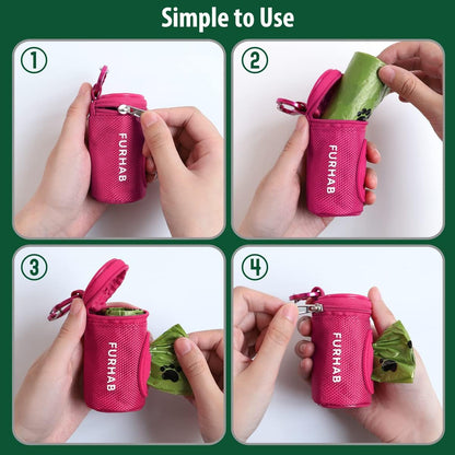 Dog Poop Bag Holder for Leash Doggie Waste Bag Dispenser Soft Fabric Puppy Potty Carrier Small