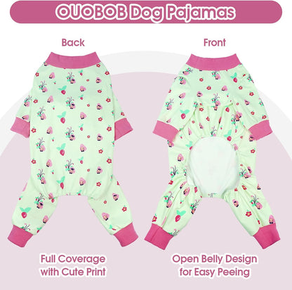 4-Legged Dog Pajamas for Medium & Large Dogs - Soft Cotton Dog Pjs Onesie with 4-Way Stretch, Cozy