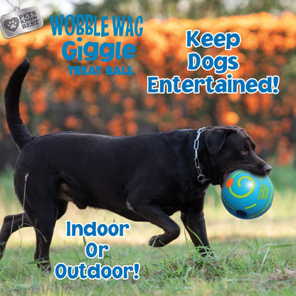 Wobble Wag Giggle Treat Ball- Interactive Dog Toy & Treat Dispenser, Fun Giggle Sounds When Rolled
