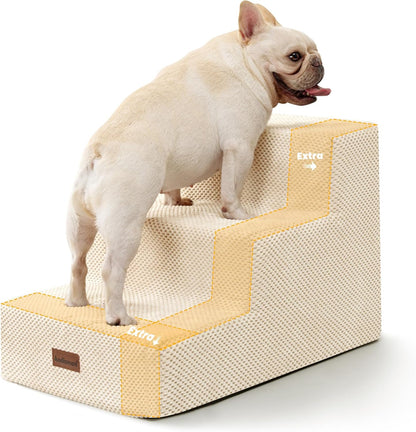 Dog Stairs for Small Dogs & Cats, 3-Step Extra Wide Non-Slip Pet Steps for Couch Sofa and Chair