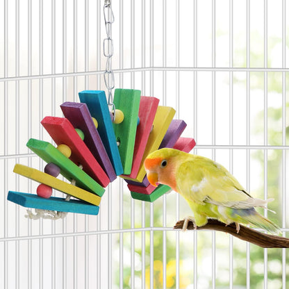 Litewoo Bird Parrot Parakeet Toys, Colorful Bite Wood Swing Toy for Small Medium Parakeet Cockatiel
