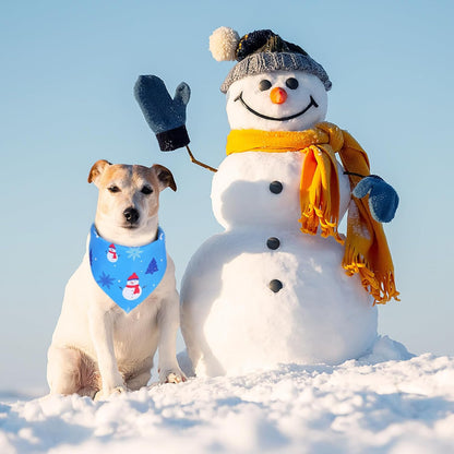 Abbylike 50 Pcs Winter Dog Bandanas Bulk Blue Snowflake Dog Bandanas for Pets Triangle Kerchief