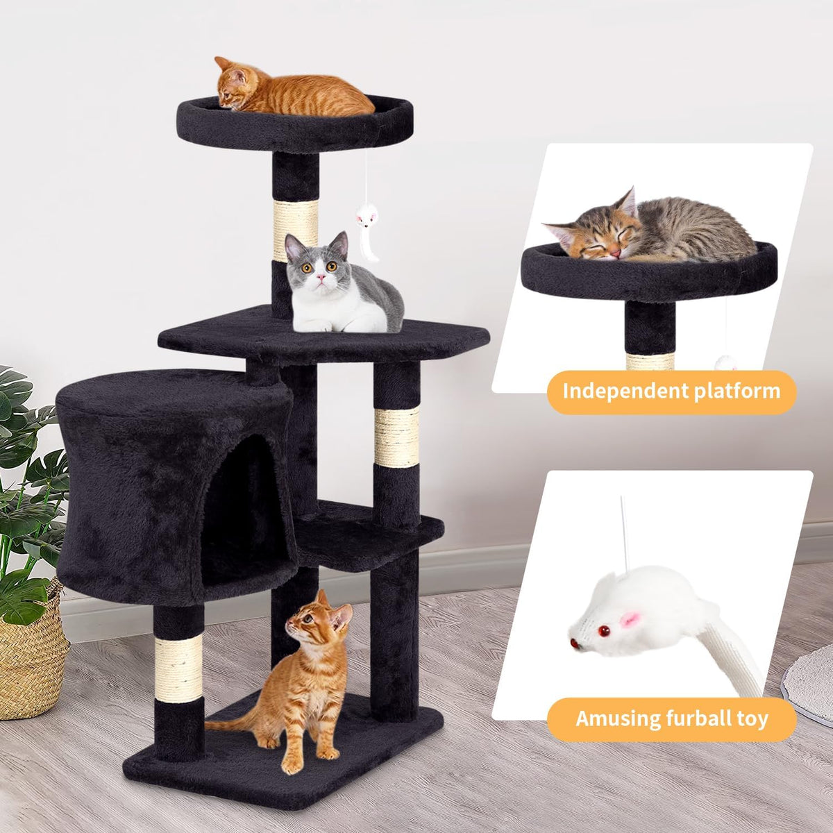 BestPet Cat Tree 36 inch Tall Scratching Toy Activity Centre Cat Tower Cat Condo Multi-Level