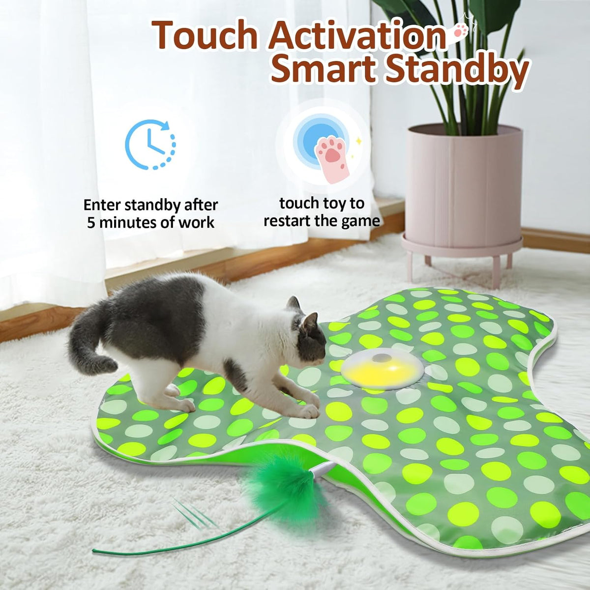Interactive Cat Toy, Automatic Cat Toys for Indoor Cats, Hide and Seek Cat Toy with Motion