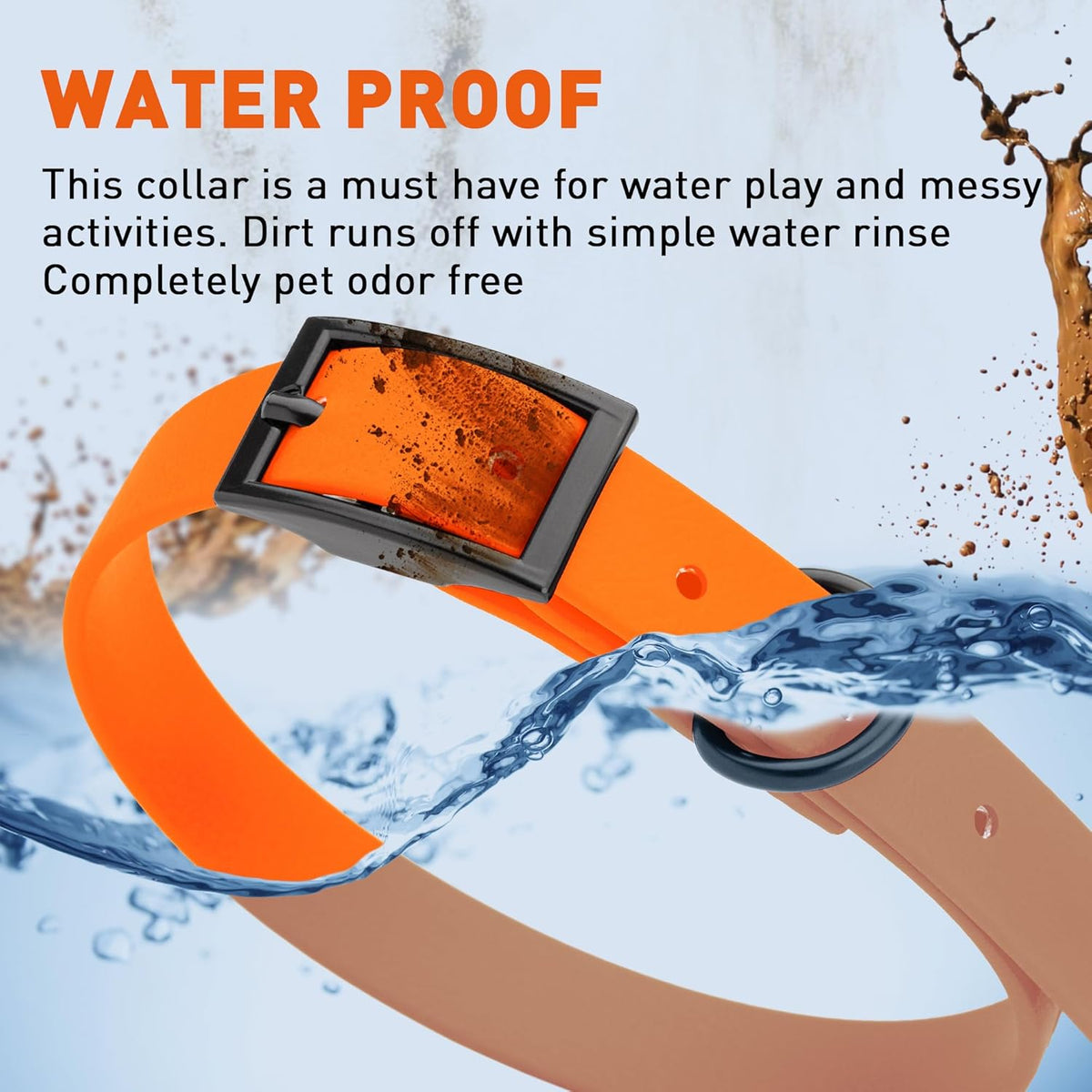 Dogline Biothane Waterproof Dog Collar Strong Coated Nylon Webbing with Black Hardware Odor- Proof