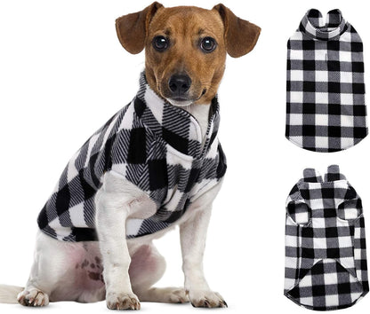 ASENKU Dog Sweater, Plaid Dogs Fleece Vest, Soft Comfortable Pet Pajamas, Warm Winter Puppy Shirt